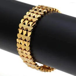 Pulseras de eslabones, pulsera de 20cm para mujeres y hombres, brazalete de corazón dorado, joyería de cadena hecha a mano a la moda, regalo de fiesta etíope