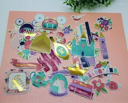 Hediye Sargısı 34pcs Princesscastle Cardstock DIY Scrapbooking Dekoratif Etiket/El Hesabı/Tatil Etiketleri için Çıkartmalar Kesim