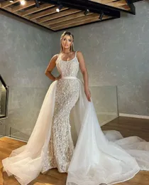 Abiti da sposa principessa sirena Abiti da sposa con applicazioni 3D senza spalline Abito da sposa in pizzo su misura con gonna oversize