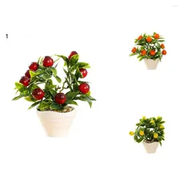 Flores decorativas conveniente decoraci￳n de bonsai falso v￭vido pl￡stico artificial hermoso arte frutal exhibici￳n de ￡rboles de frutas