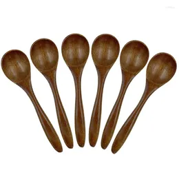 Geschirr-Sets, kleine Holzlöffel, 6 Stück, 13,5 cm, natürliche Suppe, Bambusholzlöffel zum Essen, handgefertigte Gewürze, Mischen, Servieren