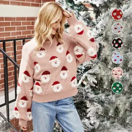 Julkläder Kvinnors tröja Kvinna tröjor Cardigan Casual Santa Claus mönster Knit Jumper långärmad pullover ytterkläder