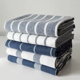 Table Napkin 5pcs/lot Cotton Stripe Grid Napkins Home Kitchen Tea Towel Absorbent Dish Cleaning Towels Light And Handy
