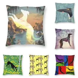 Kissen, personalisierbar, Vintage-Stil, Motiv: Windhund in der Grotte, Heimdekoration, 3D-Druck, Windhund-Hund, Kunstbezug für Sofa