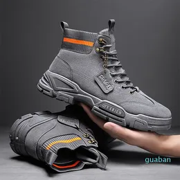 Canvas Mens Boots Board Shoes Fashionable Grey black Summer Breathable Thin Men Casual Canvas Leather Surface Rubber Soft Sole Size Eur 39-44 D035