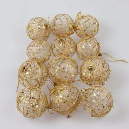 Decorações de Natal 6pcsas de Natal Bola de ouro Balinhos pendurados em festa de ornamento decoração 1