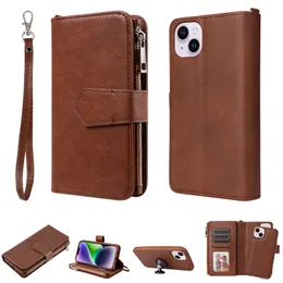 Removable Detachable Leather Wallet Cases For Samsung S23 S22 Ultra Plus A13 4G A32 5G A52 A33 A53 A73 A23 Car Holder Multifunction Zipper Mobile Phone Flip Cover Pouch