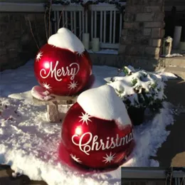 Decorações de Natal 60 cm grandes bolas de Natal Decorações de árvores Decorações de árvores ao ar livre Brinquedos infláveis ​​Bolinhos de bola de presente de Natal para Ho dhstq