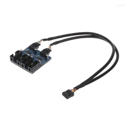 كابلات الكمبيوتر CASE CASE INTERNAL 9-PIN USB 2.0 MALE 1 to 4 Female Splitter PCB Chipset Extender