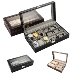 Watch Boxes Pu Leather 6 3 Slots Sunglass Organizer Box Display Holder Cases Multifunctional And Effective Storage For Men Women