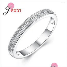 Wedding Rings Wedding Rings Fl Sizes 925 Sterling Sier Round Finger For Women Girls Shiny Cubic Zircon Paved Engagement Salewedding Dhnit