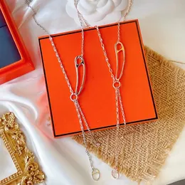 Vintage Pendant Necklace Copper With 18K Gold Plated Hollow Square Tassel Charm Long Sweater Chain FOr Fashion Women Jewelry With Box