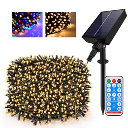 سلسلة LED Solar LED Fairy Light 10m 20m 30m 50m 50m 100m Garland Garland Large Solar Paner Fast Charge Lamp لعيد الميلاد ديكور حديقة عيد الميلاد