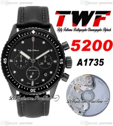 Fifty Fathoms Bathyscaphe A1735 Automatyczne chronograf męskie Watch Twf Flyback Pvd Stael All Black Diar Nylon Pasek z białą linią Super Edition Pureteme C3
