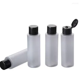 Bottiglie di stoccaggio 30PCS 100ml 100g Bottiglia di plastica trasparente smerigliata con cappuccio nero Emulsione Vuota Lozione ricaricabile liquida