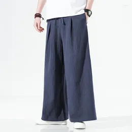 Pantalon homme coton lin Harem Harajuku Style 2022 hommes ample cheville longueur pantalon Streetwear homme jambe large décontracté 5XL