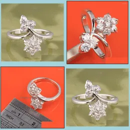 An￩is de casamento an￩is de casamento gemas fant￡sticas de zirc￣o branco serra argentada argent j￳ias anel de j￳ias US 6/7 8 9 S0980 Drop entrega 2 dhb2c