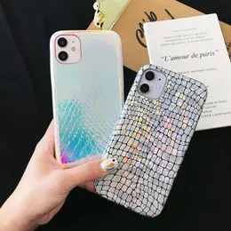 Summer Bling Laser Gradient Cases Holographic Magic Color Holo Croc Crocodile Soft Leather Back Cover For iPhone 14 13 12 Mini 11 Pro XS Max XR X 6 6S 7 8 Plus