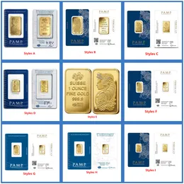 Other Arts and Crafts 24k Gold Plated 2.5g/5g/10g/1oz Suisse Gold Bar Bullion Coin Sealed Package With Independent Serial Number Collection Business Gift