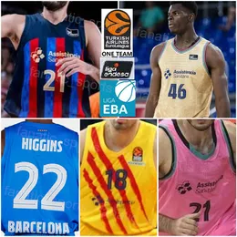 Печать баскетбола Barca Lassa Baloncesto 19 Leandro Barbosa Jersey 9 Ricky Rubio 11 Хуан Карлос Наварро 33 Марк Газол 16 Пау Газол Голубой Желтая Розовая Евролига Лига А