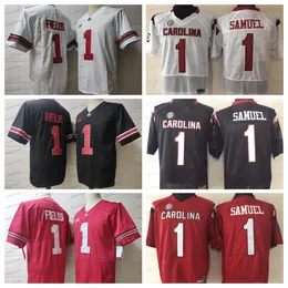 American College Football Wear NCAA 1 Justin Fields Football Jersey Ohio State Buckeyes South Carolina 1 Deebo Samuel White Red Mens College Jerseys Stitched