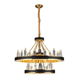 Postmodern Luxury Living Room Chandelier Dining Room Bedroom Villa New Crystal Lighting Fixtures Black Modern Pendant Lamp 5135#