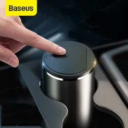 Waste Bins Baseus Car Trash Alloy Garbage Can For Dustbin Rubbish Basket Organizer Storage Holder Bag Auto Accessories 221027