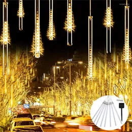 Saiten 30/50 cm solarbetriebene 8 Röhren Meteorschauer Regen LED-Lichterketten Wasserdichtes Gartenlicht für Weihnachten, Urlaub, Party, Hochzeit