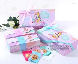Geschenkpapier 23 9 6 cm Weihnachten Elch Kuchen Box Schokolade Backen Verpackung Hohlräume Macarons für Hochzeit 100 teile/los
