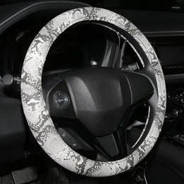 Steering Wheel Covers Car Cover Leather Snake Grain Auto Hub Cases Protector Rubber Handle Interior Accessories For Men