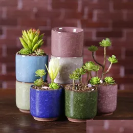 Planters Pots Ice Cracked Mini Ceramic Flower Pot Colorf Cute Flowerpot For Desktop Decoration Meaty Potted Plants Planters Dhs Dr Dhn5C