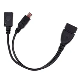 2 In 1 OTG Micro USB Host Power Y Splitter Connector USB2.0 Adapter to Micro 5 Pin Male Female Cable