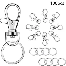 Klapety 100pcs Haczyki z kluczem z klawiszem pierścienia zaczepione pierścień do smyczowej biżuterii tworzące ustalenia rzemieślnicze DIY Dropship