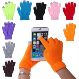 Inverno Candy Color Touch Screen Gloves Party inverno mantengono caldi cinque dita guanto da uomo e guance da maglieria per maglieria per le donne T9I002144