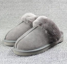 Women Australia snow boot Suede Sheepskin Fur Lined Slides Winter Shoes Black Chestnut Boots Platform Tazz Men winters House Shoes dww