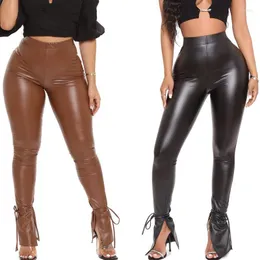 Frauen Hosen Pu Leggins Sexy Ausgestellte Frauen Schwarz Glänzende Dünne Femme Fitness Elastische Hose Stretch Plus Größe Leder Leggings