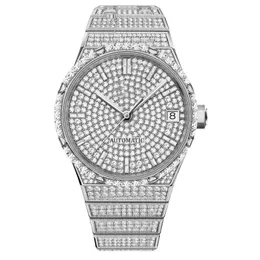 Fully drilled men's watch automatic mechanical watch 41mm diamond-encrusted fine steel bracelet fashion business Montre de Luxe 2022NEW