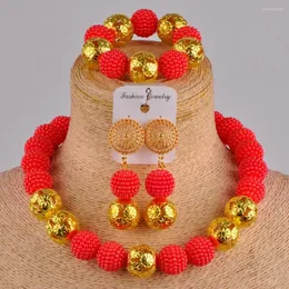Kolczyki naszyjne Zestaw Symulowany Pearl Europe and America African Red Beads Biżuteria ZZ03