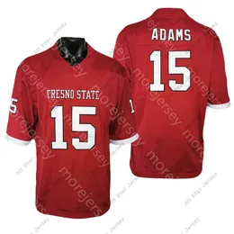 Fußballtrikots NCAA College Fresno State Fußballtrikot Davante Adams Rot Weiß Größe S-3XL Alle genähten Stickereien