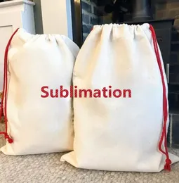 Sublimation Blank Santa Sacks DIY PERLIZINIZ DARSTRING 가방 크리스마스 선물 가방 포켓 히트 전송 P1028