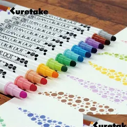 Markers 4/6/12Colors/Set Japan Kuretake Zig Double Head Round Dot Watercolor Pen Journal Marker Painting Art Stationery Supplies 211 Dhzcw