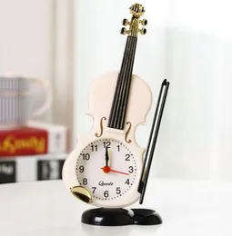 Violin Alarm Clock Creative Instrument Modeling Table Clocks Living Room Ornaments Desk Clocks