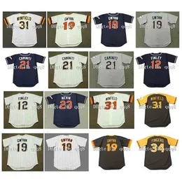 Proword Air01 빈티지 1997 21 Ken Caminit 19 Tony Gwynn 12 Steve Finley 23 Phil Nevin 31 Dave Winfield 34 Rollie Fingers Blue White Vintage Baseball