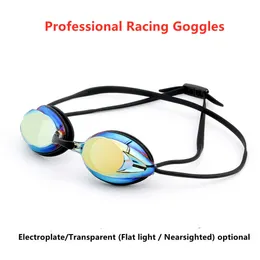 Goggles Professional Racing Swimming Goggles unisex badkläder glasögonelektropläterad plätering transparent närsynta anti-dimlinsglasögon L221028