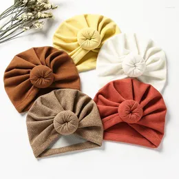 Hair Accessories Lovely Baby Turban Hat Solid Color Born Boys Girl Cashmere Soft Bonnet Caps Knot Headwear Beanie 2022