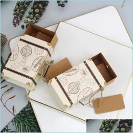 Gift Wrap 50Pcs Mini Suitcase Kraft Paper Candy Box Gifts Travel Themed Wedding Party Favors For Baby Shower Birthday Supplies Drop Dhmu6