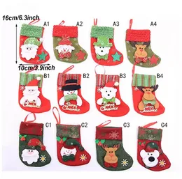 UPS DHL Dekoracje świąteczne cekiny Wieszkierki pończochy pończochy pończochy Snowman Santa Claus Elk Tree Decoration Socks Xmas Stockings P7179 P1028