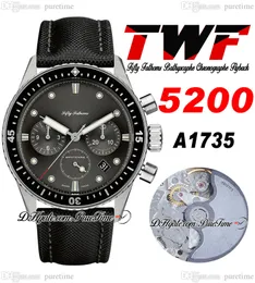 Fifty Fathoms Bathyscaphe A1735 Automatic Chronograph Mens Watch TWF Flyback Steel Case Black Dial Nylon Strap With White Line Super Edition Puretime