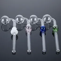 F￤rgglada glasr￶r Skull R￶kning R￶r Tjock Pyrex Oil Burner Bubbler Tobacco Hand Pipes Spoon Small Dab Rigs