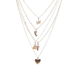 Pendanthalsband Lost Lady 2022 Creative Multi-Layer Love Farao Halsband Lätt lyxig Simple Personlig kvinnlig smycken